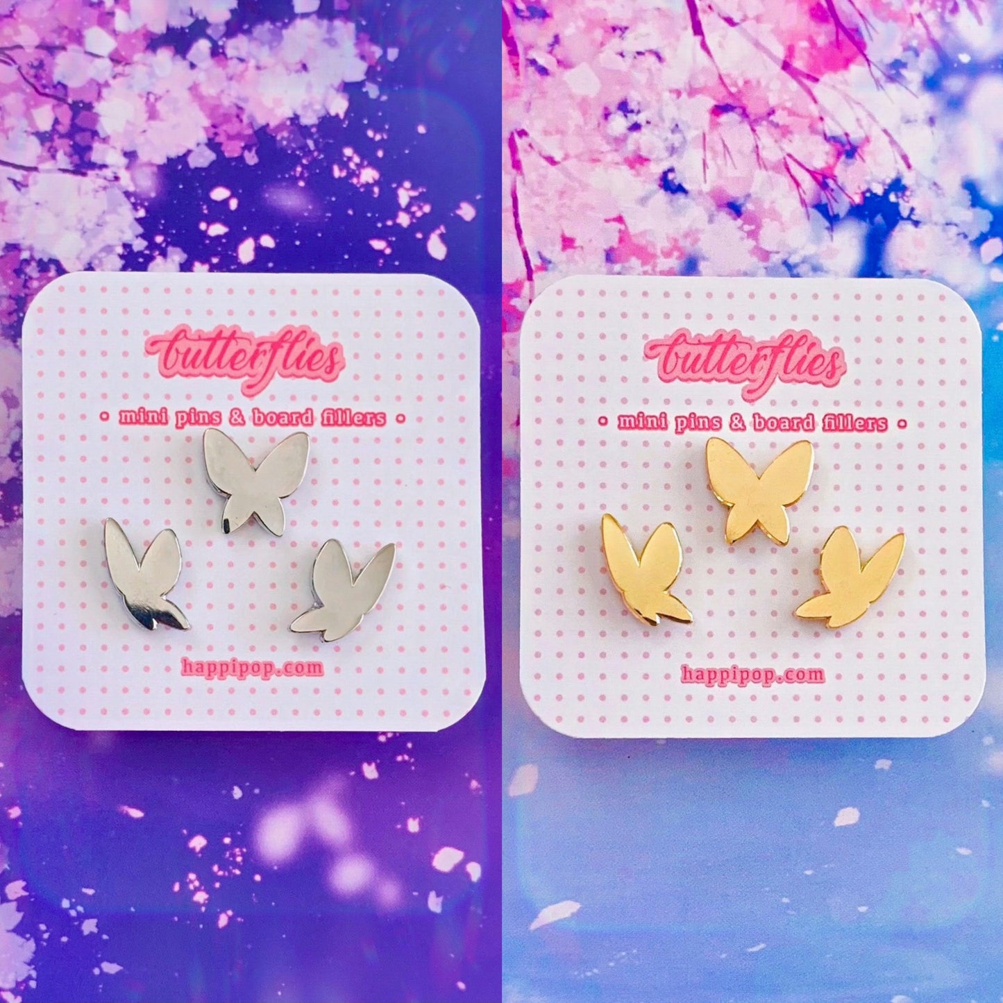 Silver Gold Butterfly Board Fillers | Mini Pin Set